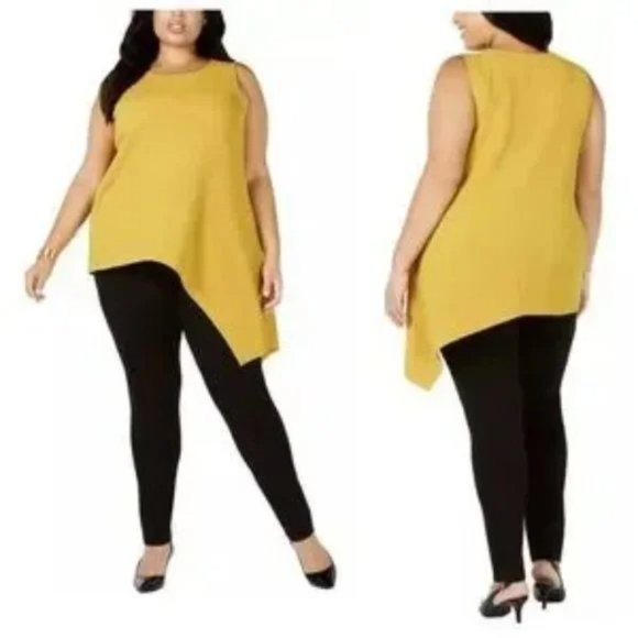 Alfani Gold Asymmetrical Sleeveless Blouse Plus Size 3X NWT - Picture 10 of 11
